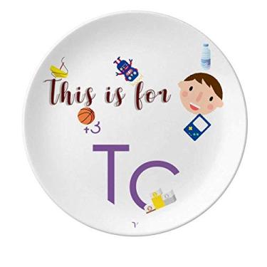 Imagem de Prato de porcelana Technetium Tc com elementos de química para mesa de período de transição de metal para jantar redondo Prato menino homem
