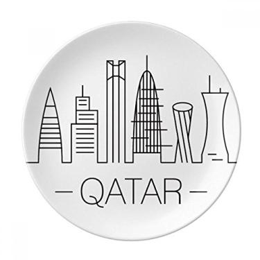 Imagem de Prato decorativo de porcelana Salver Salver da Cidade de Desenho do Qatar Prato de jantar