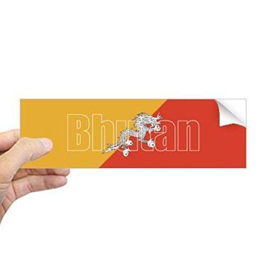 Imagem de DIYthinker Adesivo retangular de para-choque com nome da bandeira do Butão para notebook e janela