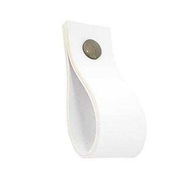 Imagem de Puxador Doko Parafuso - Textura de Couro Branco - Parafuso Ouro Velho