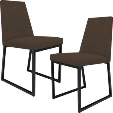 Imagem de Kit 02 Cadeiras Para Sala De Jantar Base Aço Industrial Preto Dafne L0