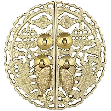 Imagem de Maçaneta de porta clássica maçaneta chinesa maçaneta de porta antiga maçaneta de porta puxadores de móveis maçaneta de fechadura de porta de armário placa de frente aldrava 14cm maçaneta de porta de armário (K)