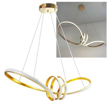 Imagem de Lustre Luminaria Aneis Infinito Arco 3 em 1 LED Pendente Decoraçao Moderno Ambiente Rec...