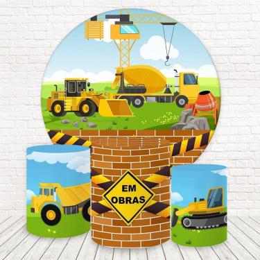 Imagem de Painel Redondo E Capas 3D Sublimado Construção Fkpc-1808