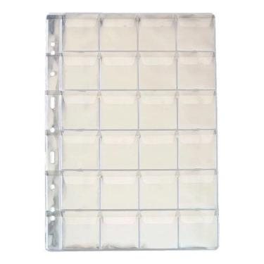 Imagem de 10 Folha Plastico Moedas 24 Divisões Furo Universal Com Aba