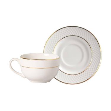 Imagem de Conjunto com 6 Xícaras de Chá com Pires Relevo Gold 250ml