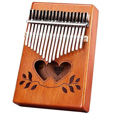 Imagem de Piano de polegar Marimba, Kalimba 17 teclas piano de dedo instrumento musical de oração em casa, piano de dedo de polegar, com martelo de afinação (18 cm x 13 cm) Aixinyuanmu