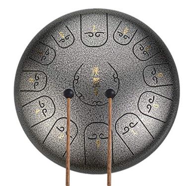 Imagem de Tambor de língua de aço 12 polegadas 13 notas tambor panela percussão instrumento de tambor de aço tambor handpan, tambor etéreo com bolsa de viagem, livro, marretas, palhetas de dedo (30 cm x 30 cm)