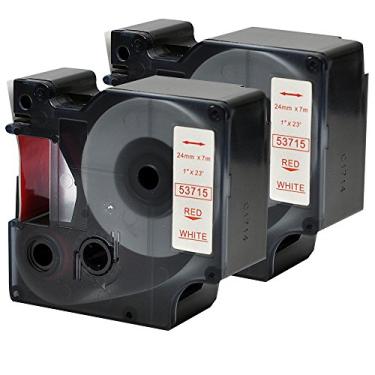 Imagem de 2PK Compatível com refis de fita Dymo D1 53715 Cartucho de etiqueta vermelho sobre branco 3,5 cm x 7,8 m, compatível com LabelManager 260P 210D 450D