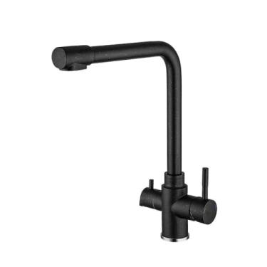 Imagem de Filtro torneira da cozinha preto ouro escovado misturador da cozinha 360 girar torneira da pia potável purificação de água para cozinha, preto apontado, 1