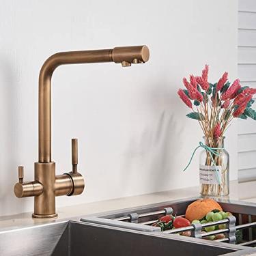 Imagem de Torneira de cozinha de água pura de latão preto e branco alça dupla água potável quente e fria filtro de 3 vias torneiras misturadoras de cozinha, latão, 1