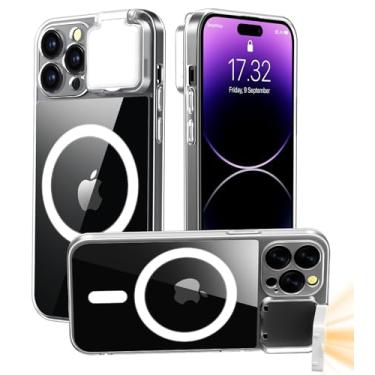 Imagem de AJDSE Capa magnética transparente para iPhone 15 Pro Max com luz de selfie de LED para iPhone 15 Pro Max, capa compatível com TIK Tok/Stream/Maquiagem/Live/Video- Selfie Iluminada para Mulheres Homens