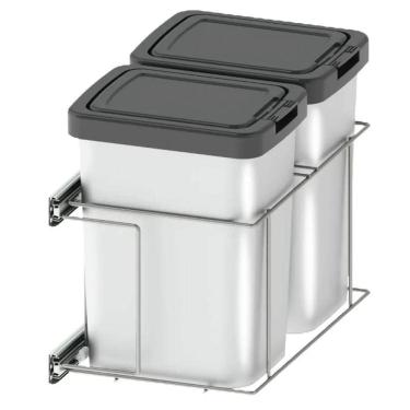 Imagem de Lixeira Dupla para Cozinha Suprema Corrediça Deslizante Lateral 9 litros Embutir Dimec
