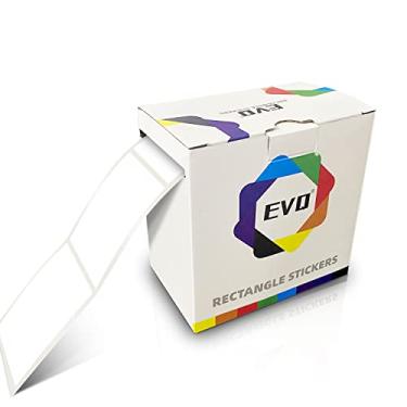 Imagem de Etiquetas adesivas retangulares brancas de vinil de 7 x 5 cm, etiquetas de nome com código de cores, rolo removível, impermeável, 300 por caixa dispensadora