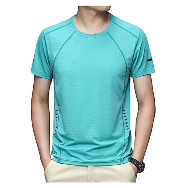 Imagem de Camiseta masculina atlética manga curta elástica secagem rápida lisa camada base lisa secagem rápida, Verde, 3G