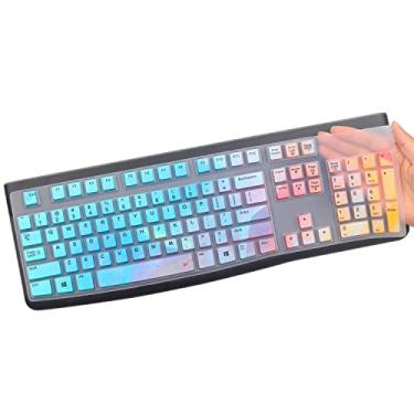 Imagem de Capa de silicone para teclado Logitech K120 & MK120 ergonômico desktop USB com fio, Logitech K120 e MK120 teclado protetor layout EUA (não serve para outro modelo) - colorida
