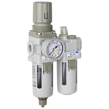 Imagem de Filtro PneumaticPlus SAU310-N03G Compressed Air Regulator Lubrificador sobreposto Combo 3/8" NPT - Poly Tigela, Drenagem Manual, Bracket, Medidor