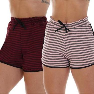 Imagem de Kit 2 Short Saída Praia Fristyle Listrado Feminino Adulto-Feminino