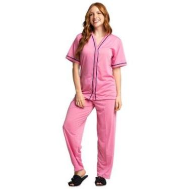 Imagem de Pijama Blogueira Manga Curta Vekyo Botões Roupa Para Dormir Inverno Linha Noite-Feminino