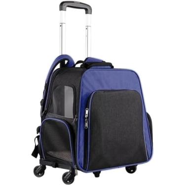 Imagem de Mochila para transporte de animais de estimação, com laterais macias, para cães e gatos, com rodas, mochilas para transporte de gatos, dobrável, expansível, respirável, carrinho de cachorro,
