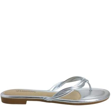 Imagem de Rasteirinha Feminina Casual Dia a Dia Metalizada Mississipi Q9314