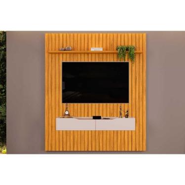 Imagem de Rack Bancada c/Painel p/TV até 65 Polegadas Pratic Ripado Prateleira 183x240cm Cedro - DJ Móveis