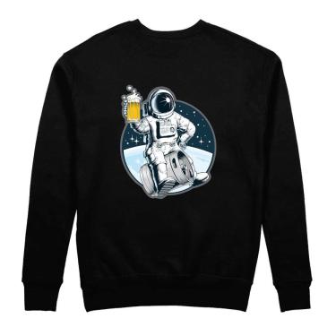 Imagem de Moletom Masculino Grosso Flanelado Estampa Astronauta Lua Casaco Inverno Algodao Poliester Macio