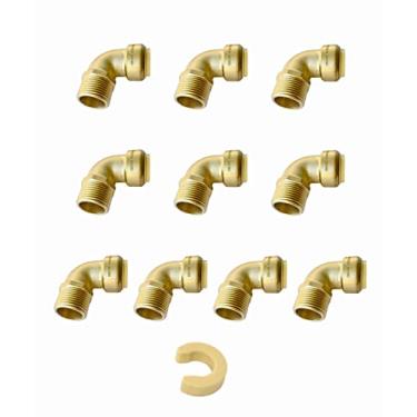 Imagem de (Pacote com 10) Conexões de latão EFIELD Push-Fit, 1/2 polegada x 1/2 polegada macho rosqueado NPT cotovelo empurrar para conectar cobre Pex, CPVC com ferramenta de desconexão, 1/2 polegada