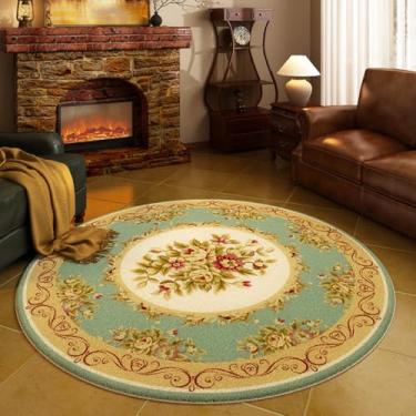 Imagem de Tapete redondo retrô, tapete antiderrapante de grande área para sala de estar, decoração de quarto, fofo, macio, b, 300x300cm