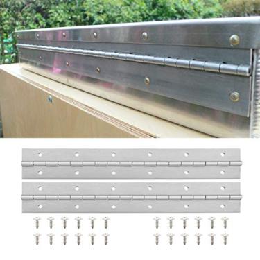 Imagem de BEAMNOVA 2 peças dobradiças de piano 304 dobradiças contínuas resistentes 304 com furos e parafusos para caixas de armazenamento de caixa de correio, portas de armário, pianos