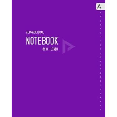 Imagem de Caderno alfabético 20 x 25: grande organizador de diário forrado com abas A-Z impressas | Design inteligente roxo
