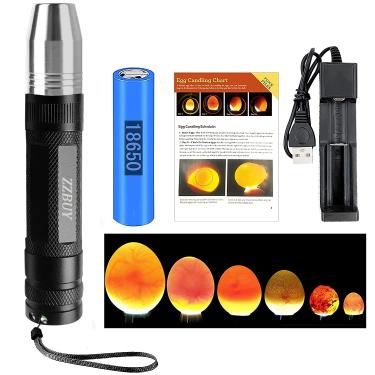 Imagem de ZZBUY Candler de ovos, luz de incubadora de ovos 【Carregador atualizado 2024】, Candler de ovos luz verificadora para galinha, codorna, pombo-canário escuro, todos os ovos, alimentado por bateria