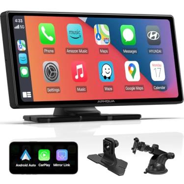 Imagem de APHQUA - [2025] Protable Apple Carplay e Android Auto, caixa de reprodução de carro para carro, tela portátil de 10,26 polegadas com AUX/FM/Bluetooth, controle de voz, link espelhado adequado para