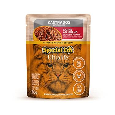 Imagem de Ração Úmida Special Cat Ultralife para Gatos Castrados Sabor Carne ao Molho 85g