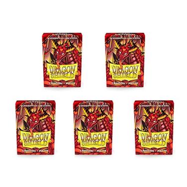 Imagem de 5 Packs Dragon Shield Matte Mini Japanese Crimson 60 ct Card Sleeves Value Bundle!
