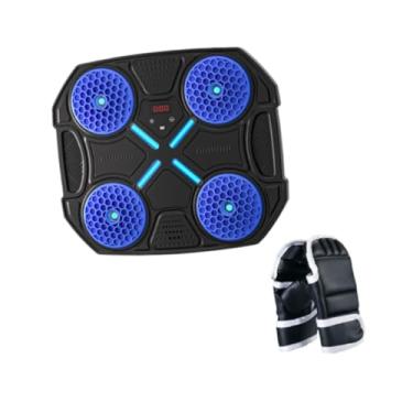 Imagem de Colaxi Máquina de boxe musical infantil Equipamento de treinamento de boxe Música de treinamento de boxe Alvo de parede de boxe para caratê, Azul com Luvas