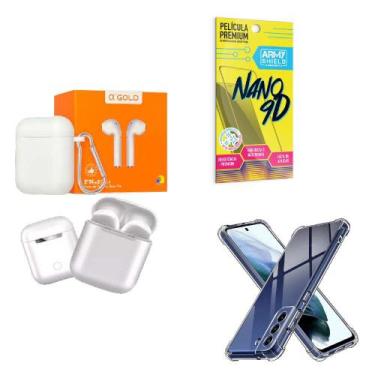 Imagem de Kit Fone Sem fio + Capinha Samsung S21 Fe + Película 9D - AGold