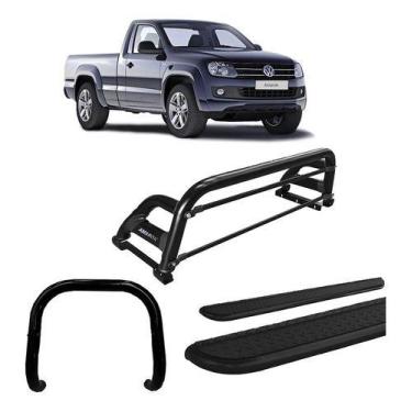 Imagem de Kit Quebra Mato+estribo Chapa+santo Ant H2/amarok Cs Preto - HOZZ