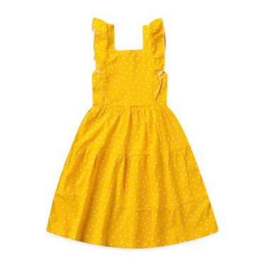 Imagem de Vestido feminino infantil amarelo com bolinhas - Magalu