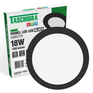 Imagem de Painel de Led Redondo Embutir 18W Preto Bivolt Taschibra, 4000K - Neut