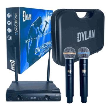 Imagem de Microfone sem fio dylan dw602 max uhf c/2 microfones bastao