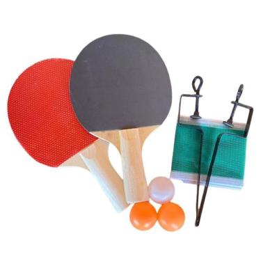 Imagem de Kit Tênis De Mesa Ping Pong 2 Raquetes + 3 Bolinhas + 1 Rede Novo Orig