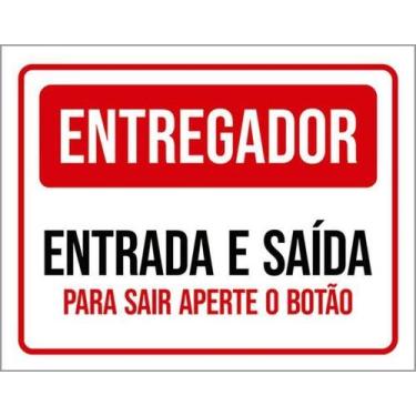 Imagem de Kit 10 Placas Entregador Entrada Saída Aperte Botão - Sinalizo