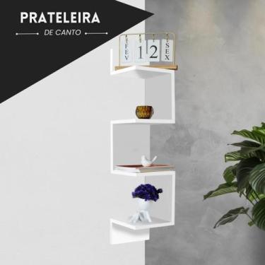 Imagem de Prateleira De Canto Suspensa Decorativa Estante Livros - Kelan, Branco