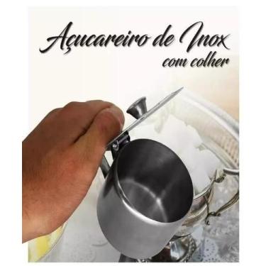Imagem de 5 Açucareiro Bule Inox com Tampa e Colher 250ml Dia a Dia - Zein