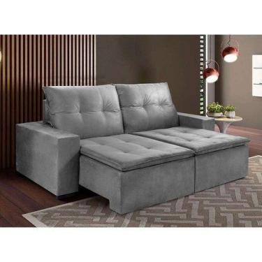 Imagem de Sofá 4 Lugares Retrátil e Reclinável Wave Veludo Cinza - Esfofart