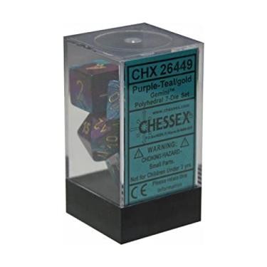 Imagem de Chessex CHX26449 Dice, Gemini Purple-Teal/Gold, One Size, Purple/Teal/Gold