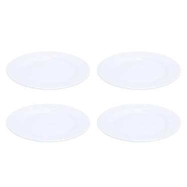 Imagem de Prato de Jantar Redondo de 9 Polegadas, 4 Peças de Pratos Redondos Leves de Melamina, Conjunto de Pratos de Salada, Conjunto de Pratos Redondos Modernos, Pratos de Sobremesa