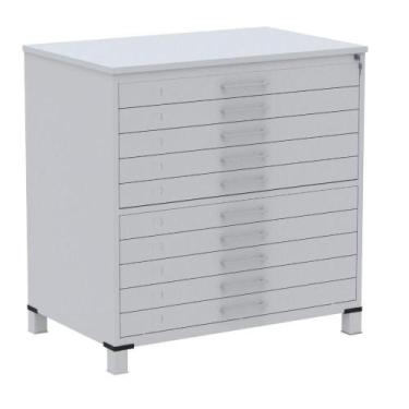 Imagem de Mapoteca 10 Gavetas Pandin 120 cm (Larg) Inmetro Tampo MDP Cinza Estru