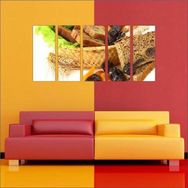 Imagem de Quadro Decorativo Padarias Cafeterias Pães Café Bolos Tortas 5 Peças G